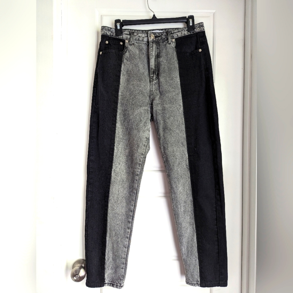 Adika Color block denim mom jeans